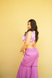 Purple Floral Indo-Western Sharara Set with Cape