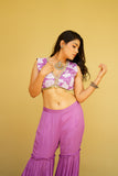 Purple Floral Indo-Western Sharara Set with Cape