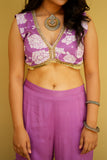 Purple Floral Indo-Western Sharara Set with Cape