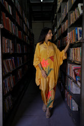 Organic Tone Hand-Painted Floral Kaftan Co-Ord Set