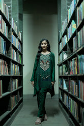 Forest Green Handcrafted Embroidered Co-Ord Set