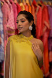 Yellow Hand-Embellished Layered Dress