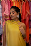 Yellow Hand-Embellished Layered Dress