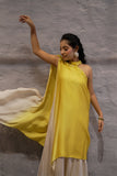 Yellow Hand-Embellished Layered Dress