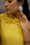 Yellow Hand-Embellished Layered Dress