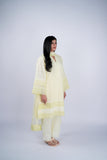 Schiffli Butter Yellow Suit Set with Eyelet Cutwork