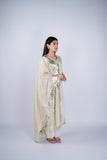 Ivory Gold Tissue Chanderi Suit Set with Gota Leaf Patchwork