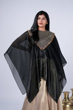 Black Organza Flowy Cape Set