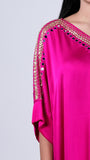 Fuchsia Kaftan Co-Ord Set with Embellished V-Neckline