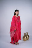 Chanderi Suit Set with Mirror & Multicolour Threadwork