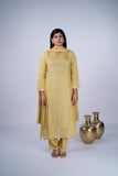 Chanderi Suit Set with Tissue Panel & Keyhole Neckline