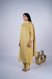 Chanderi Suit Set with Tissue Panel & Keyhole Neckline