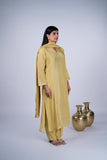 Chanderi Suit Set with Tissue Panel & Keyhole Neckline