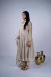 Chanderi Anarkali Suit Set with Chikankari Yoke & Jamdani Dupatta