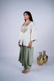 Co-ord Set with Metallic Work Yoke & Draped Dhoti Pants