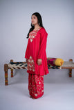 Crimson Red Embroidered Farshi Salwar Suit Set
