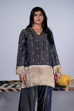 Midnight Farshi Salwar Suit Set with Sequin Motifs & Metallic Fringes