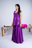 Festive Purple Mirror Work Palazzo Set