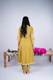 Mul Chanderi Anarkali Suit Set with Gota Stripes & Lotus Dupatta