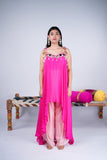 Hot Pink Indo-Western Set with Mirror Work