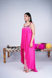 Hot Pink Indo-Western Set with Mirror Work