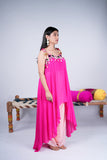 Hot Pink Indo-Western Set with Mirror Work