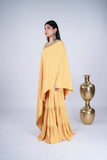 Mustard Yellow Draped Indo-Western Set with Embellished Border