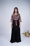 Floral Indo-Western with flowy Palazzo & Choker Dupatta