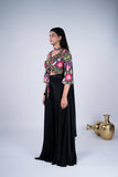 Floral Indo-Western with flowy Palazzo & Choker Dupatta