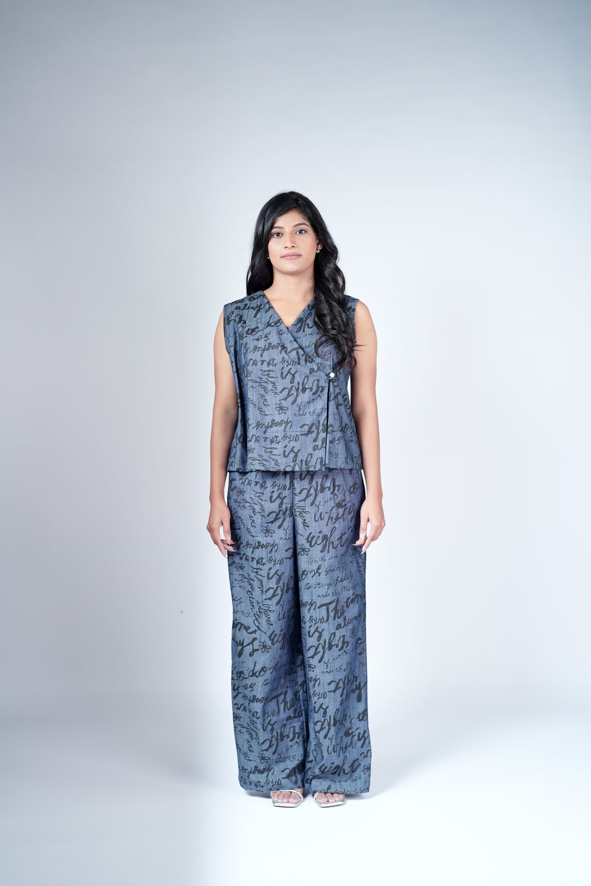 Charcoal Blue Printed Co-ord Set