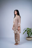 Sand Brown Co-ord Set with Ivory Cutwork Embroidery