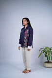 Linen Blue Embroidered Shirt with Contrast Cuffs
