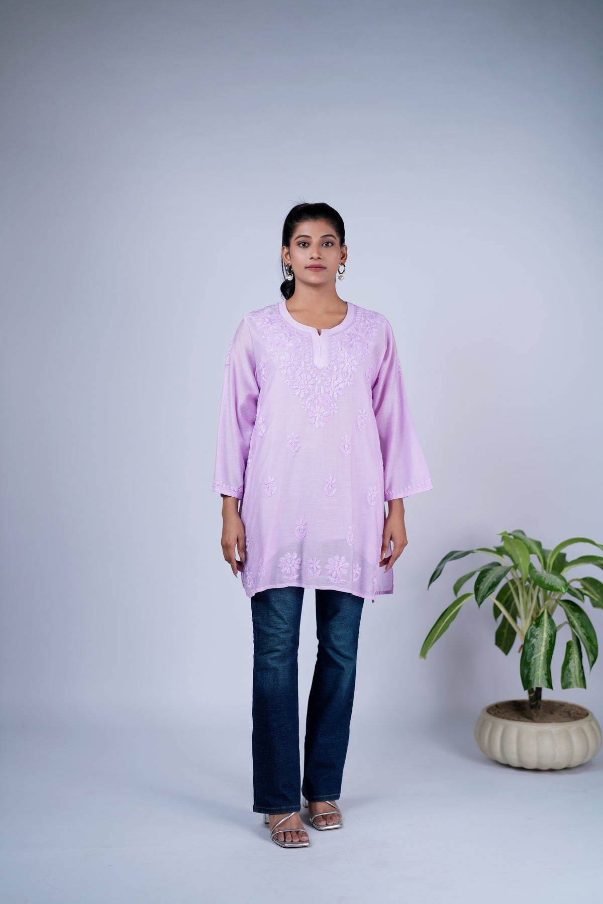 Tone-on-Tone Chikankari Top