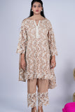 Nude Beige Floral Cutwork Embroidered Suit Set