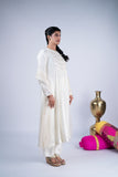 Off-White Aura Embroidered Anarkali Suit Set with Gold Detailing