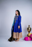 Royal Blue Anarkali Suit Set with Zardozi Yoke