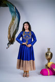 Royal Blue Anarkali Suit Set with Zardozi Yoke