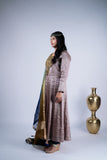 Steel Grey Antique Zardozi Anarkali Suit Set