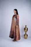 Metallic Copper Bronze Embroidered Anarkali Set