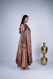 Metallic Copper Bronze Embroidered Anarkali Set