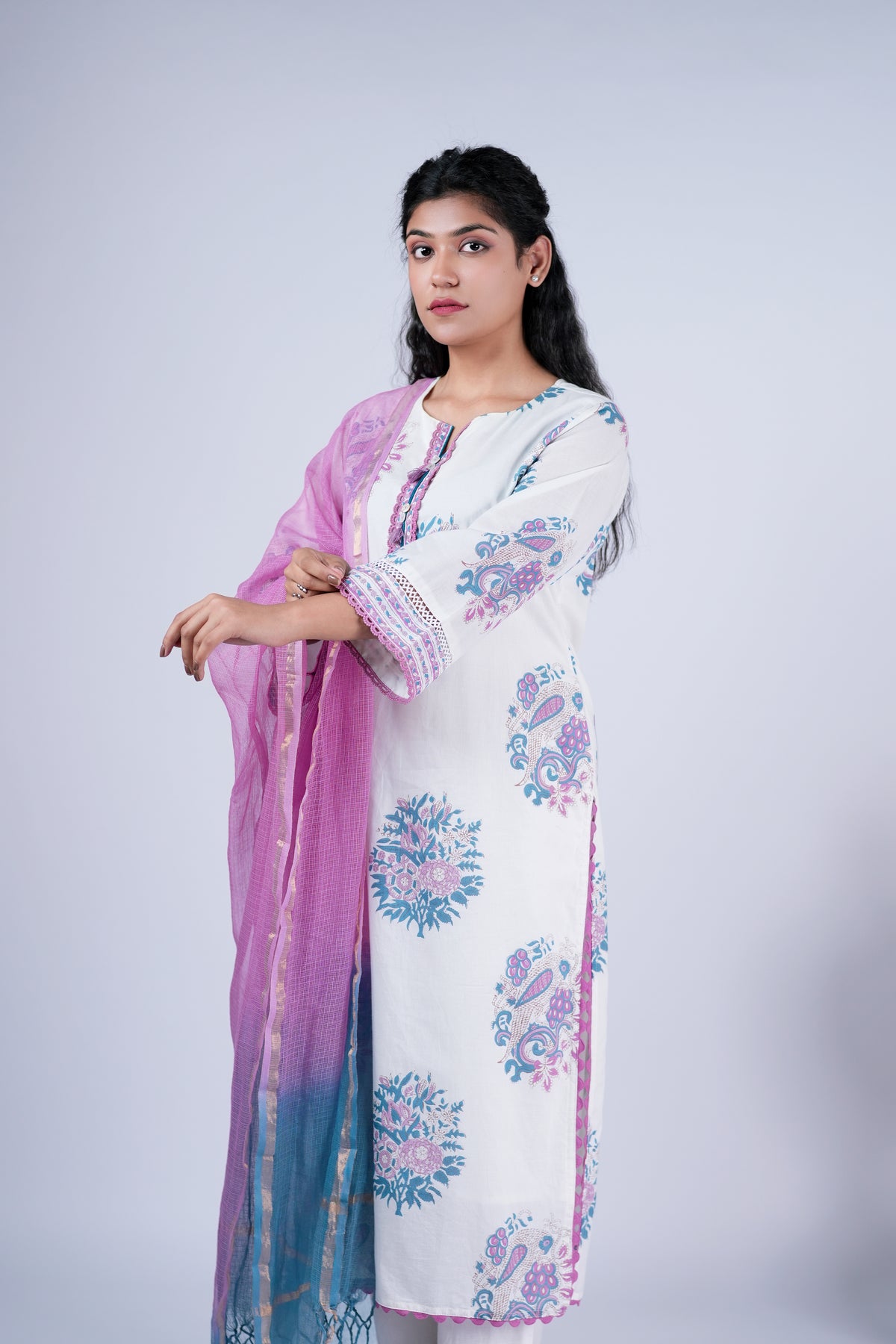 Gulbahar - Blooming Floral Soft Pastel Suit Set