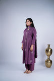Pintuck Mauve Purple Embroidered Suit Set