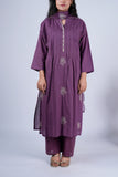 Pintuck Mauve Purple Embroidered Suit Set