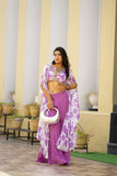 Purple Floral Indo-Western Sharara Set with Cape