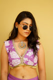 Purple Floral Indo-Western Sharara Set with Cape
